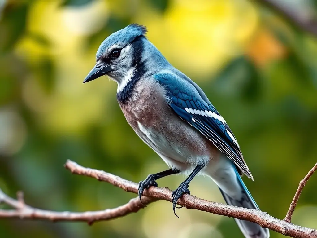 Imagen realista de un colibrí azul sobre un ramo