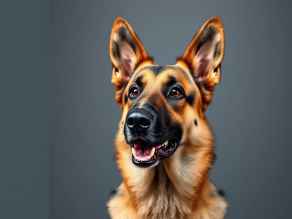 Fotografía de un pastor alemán de alta resolución, realista y sin texto