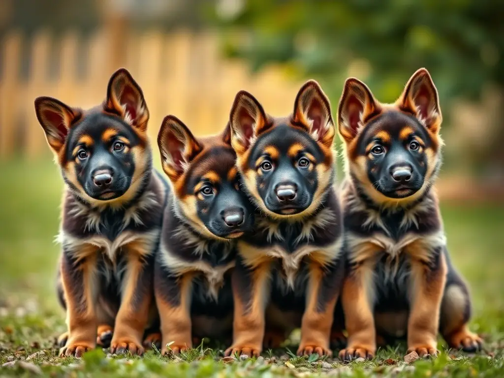 Fotografía realista de cachorros alemanes jugando al aire libre
