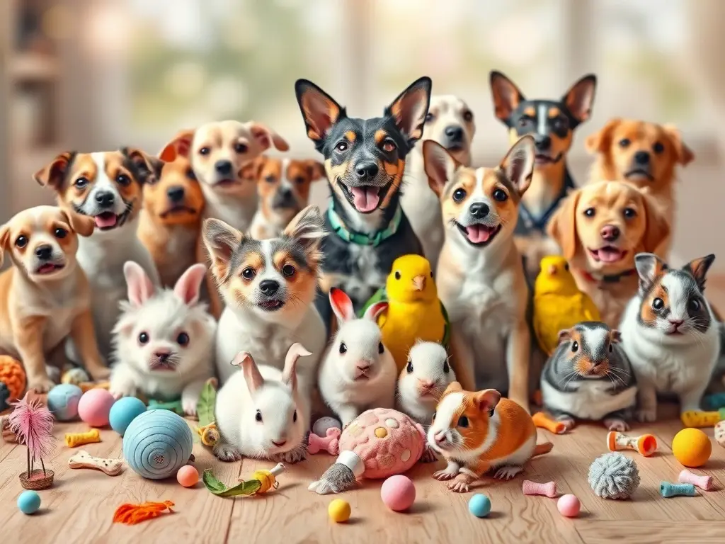 Collage fotorrealista de mascotas felices