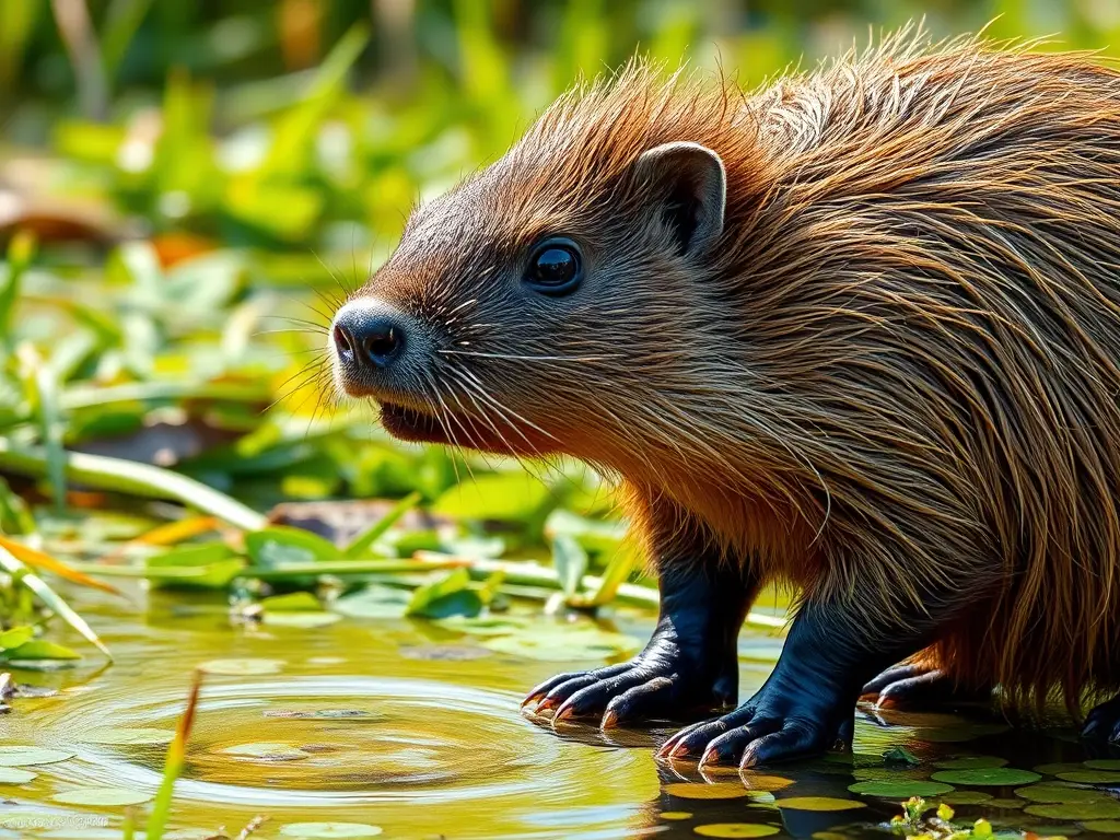 Fotografía realista de una nutria en un mar exuberante