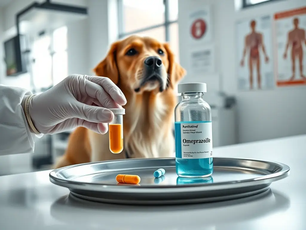 Perro en clínica veterinaria con dos fármacos