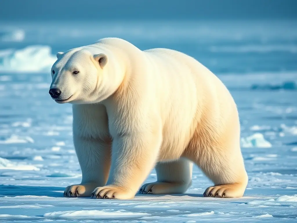 Fotografía realista de un oso polar con un diseño majestuoso