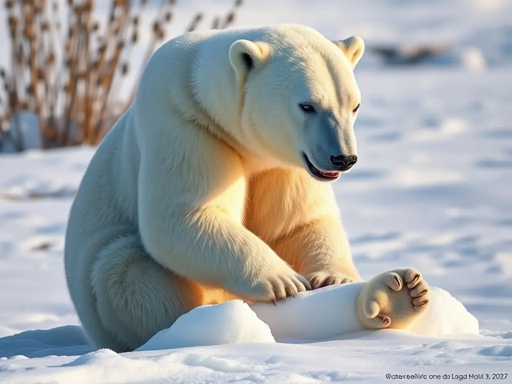 Foto realista de un oso polar en un deshielo, repasando