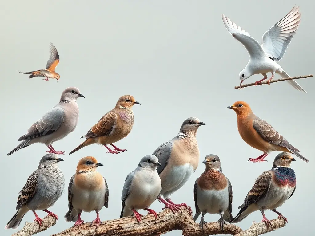 Foto realista de palomas en peligro y su hábitat específico