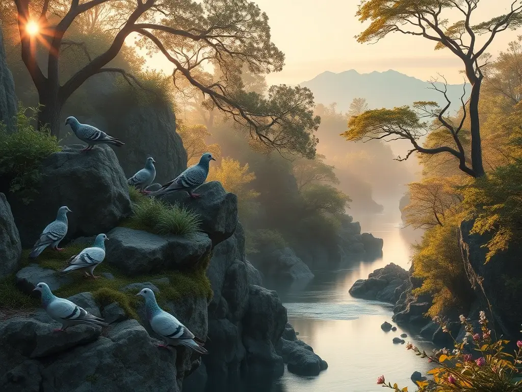 Pájaros vulnerables en acantilados al atardecer