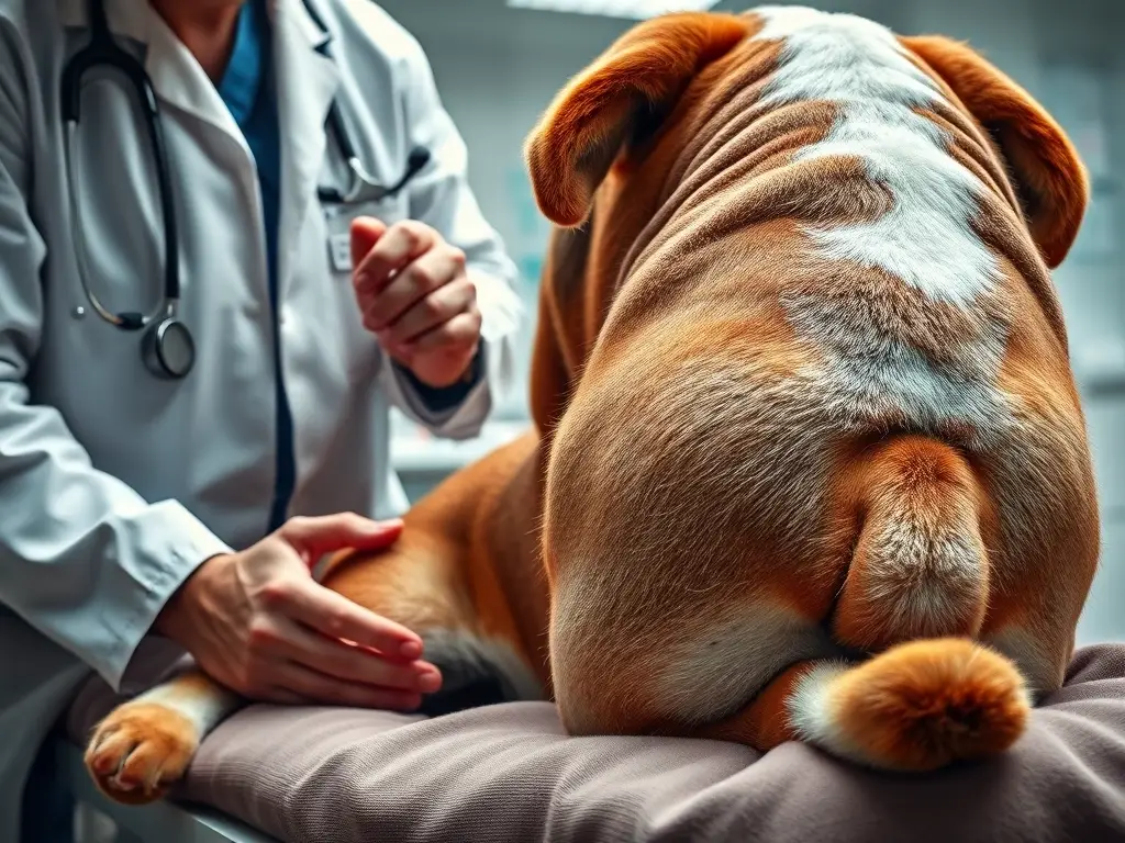 Un veterinario examina con cuidado a un perro