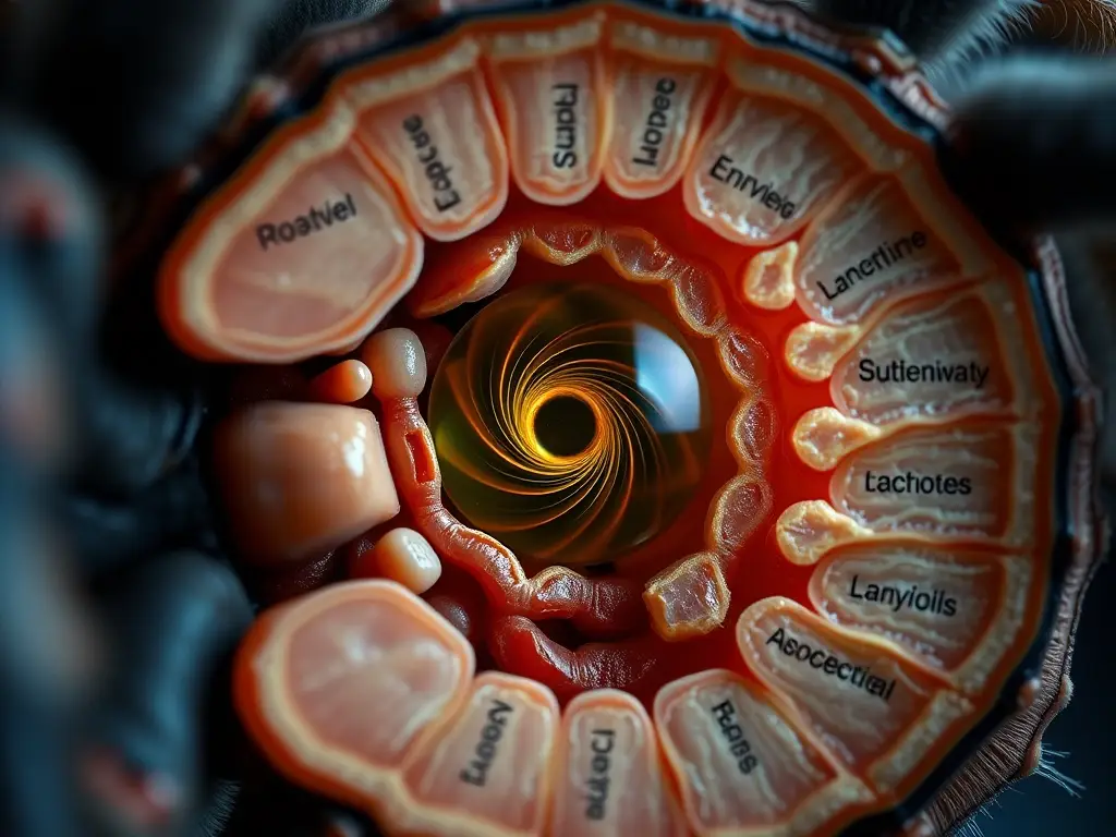 Un retrato realista de un sistema digestivo de tarántula en 8K