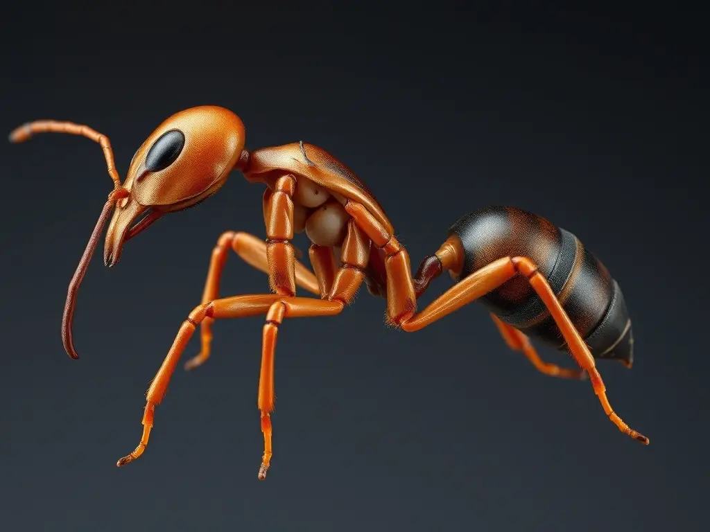 Imagen realista y detallada del tórax de una hormiga cosechadora