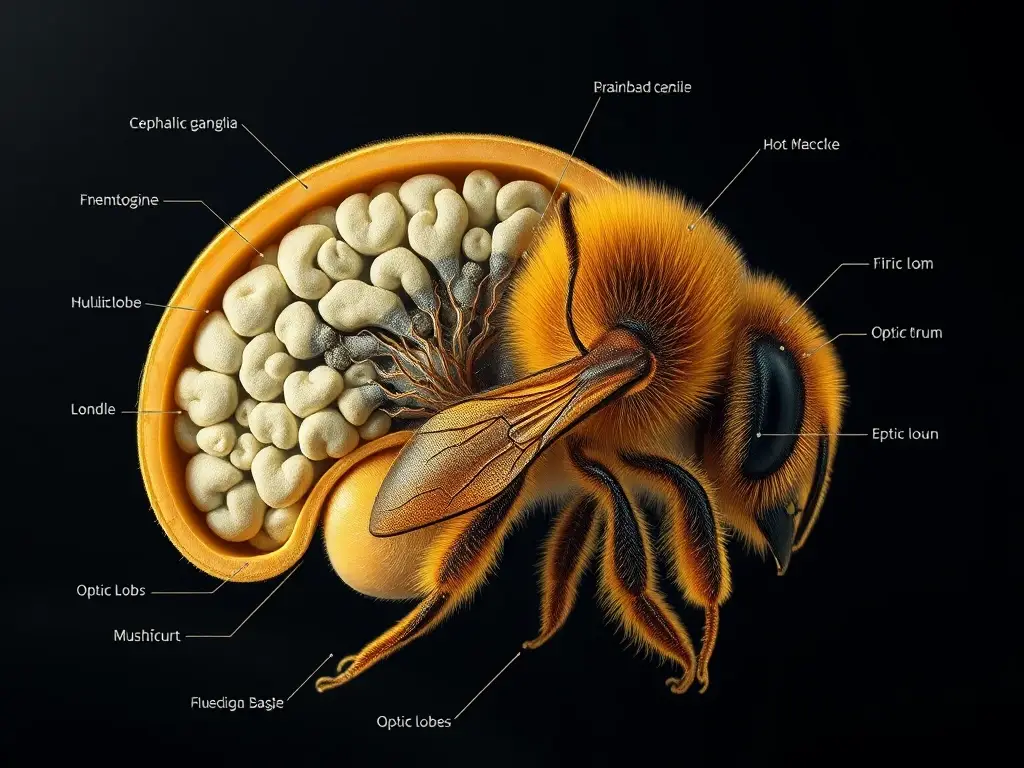Una imagen realista de un insecto con el cerebro al aire