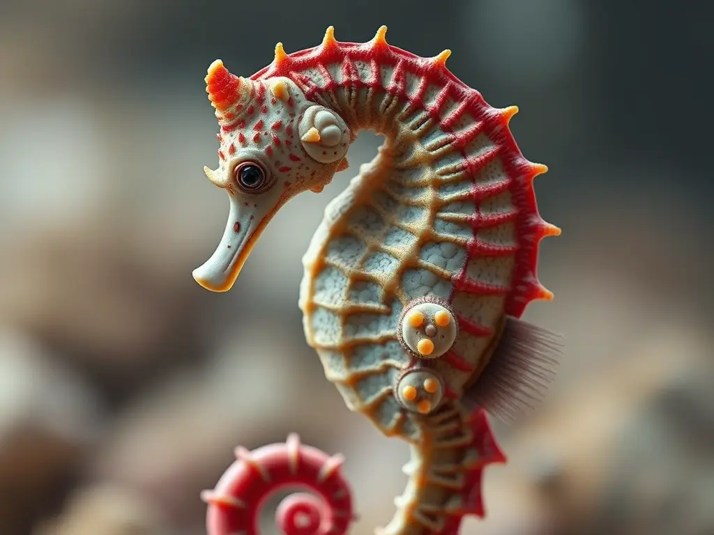 Imagen realista de un caballo de mar con anatomía detallada