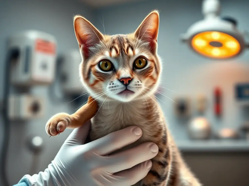 Photo realistic cat in vet clinic examinado con limpieza