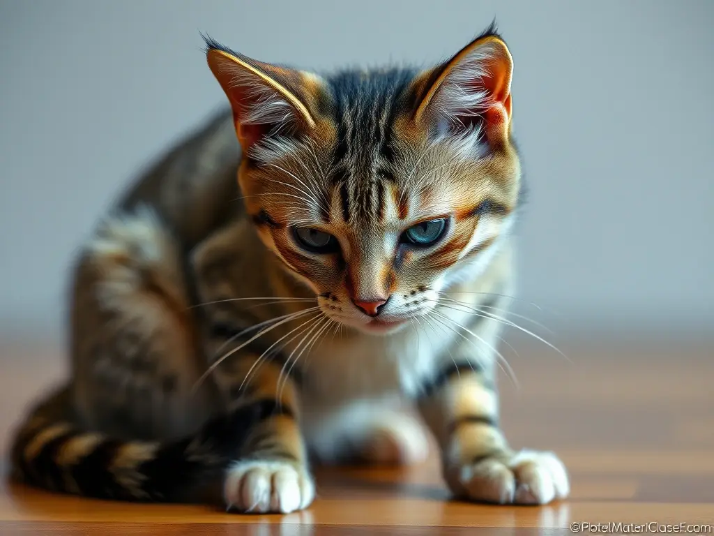 Fotografía realista de un gato Maine Coon con parvovirus