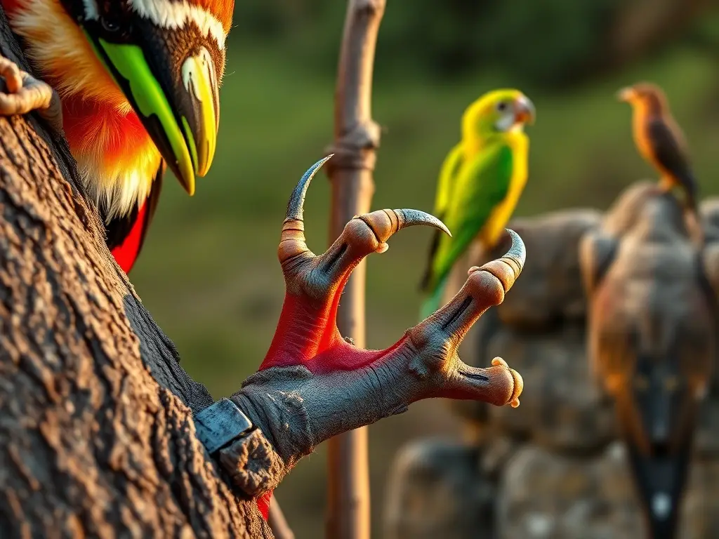 Primer plano macro de patas de aves