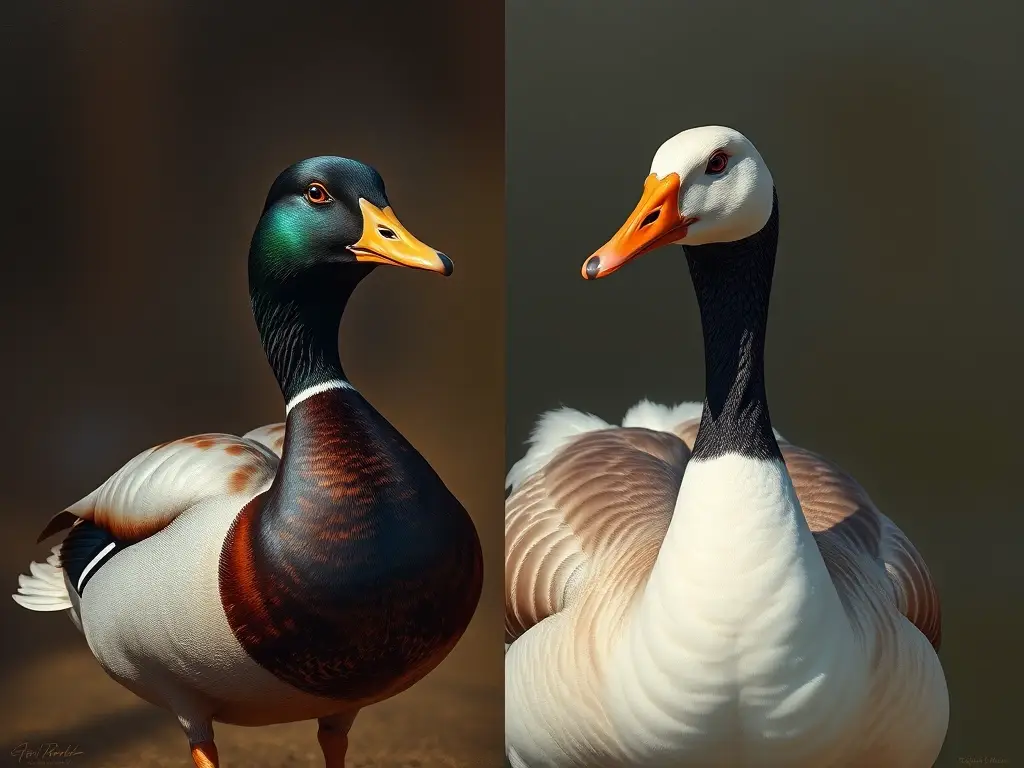 Comparación fotográfica real de pato y ganso