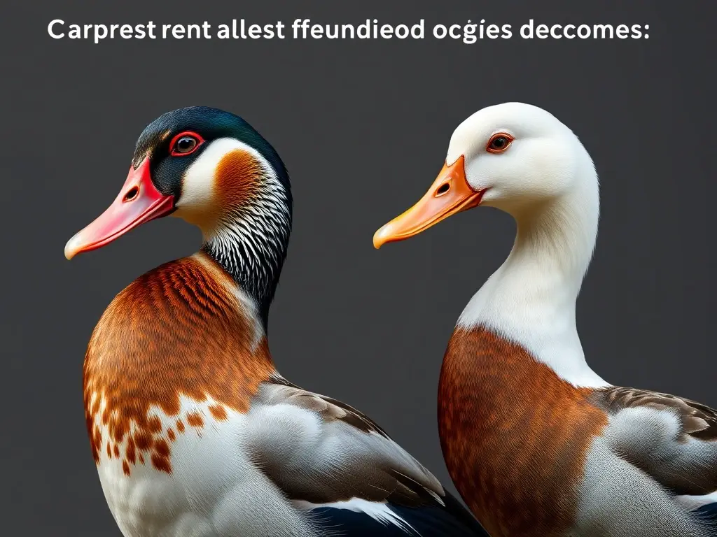 Fotografía realista de pato y ganso con plumaje real y enfoque nítido