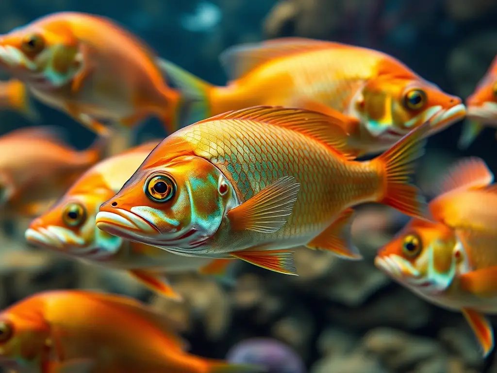 Fotografía realista de piranhas con detalles precisos