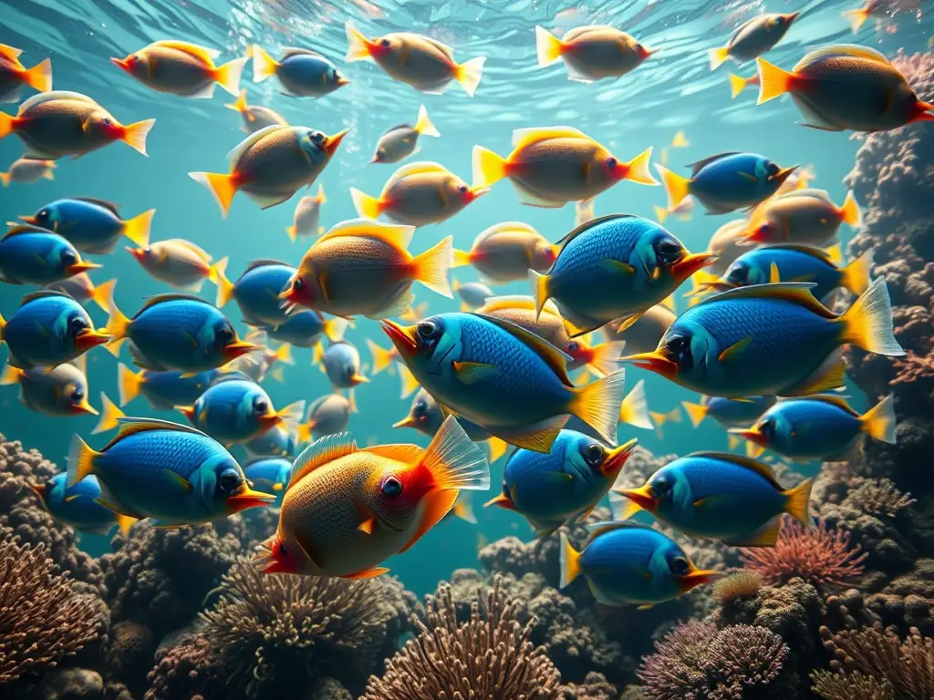 Una obra maestra realista de un acuario con peces extravagantes