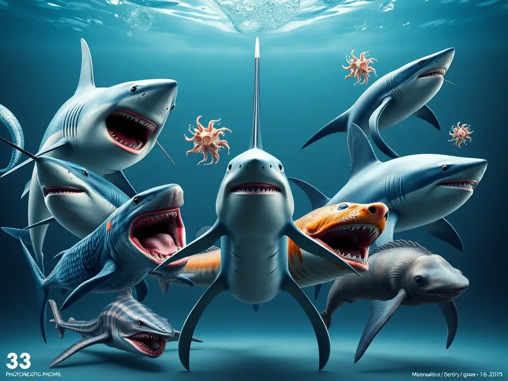 Un render realista de 10 criaturas marinas intimidantes