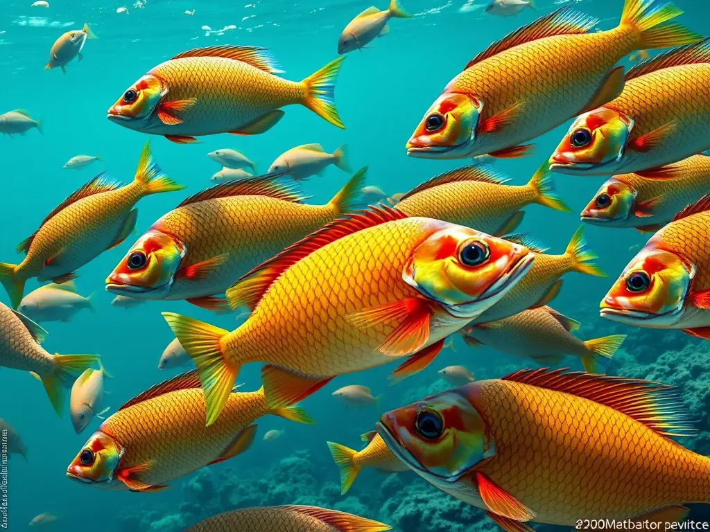 Fotografía realista de diez peces majestuosos