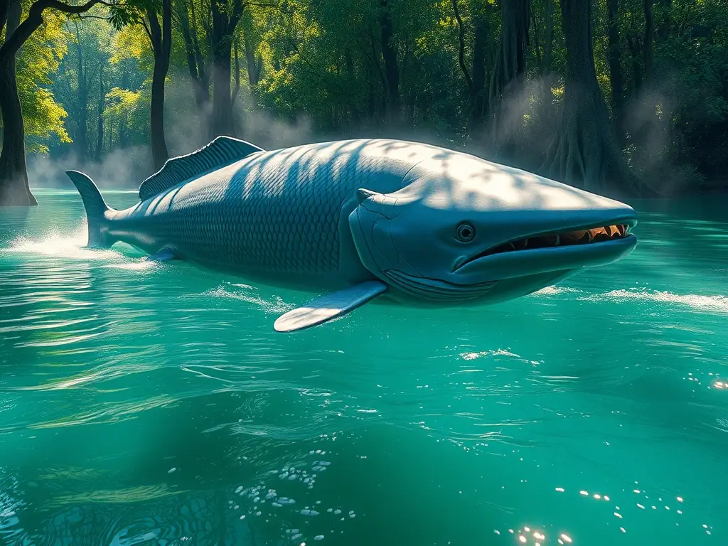 Arapaima gigante nadando en el Amazonas