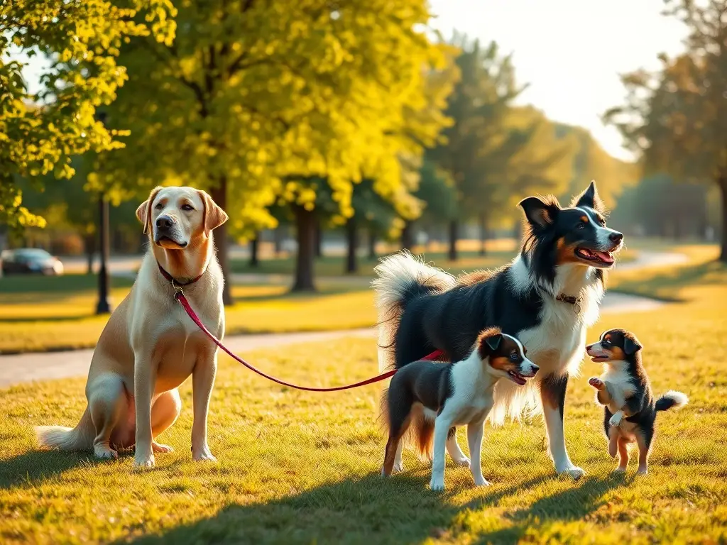 Labrador y Border Collie entrenan en parque