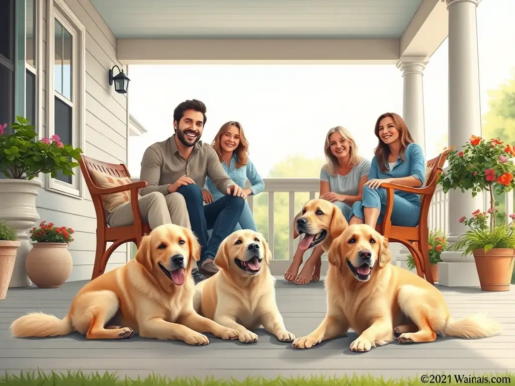 Ilustración realista de una familia feliz en un patio