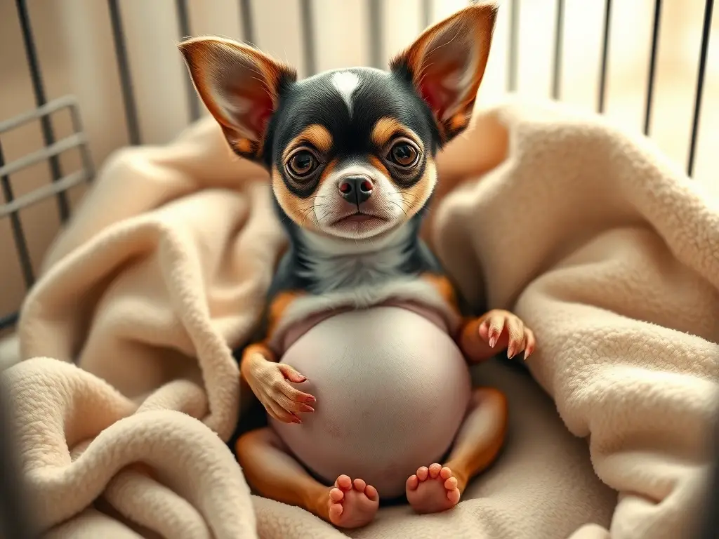 Ilustración realista de una chihuahua embarazada