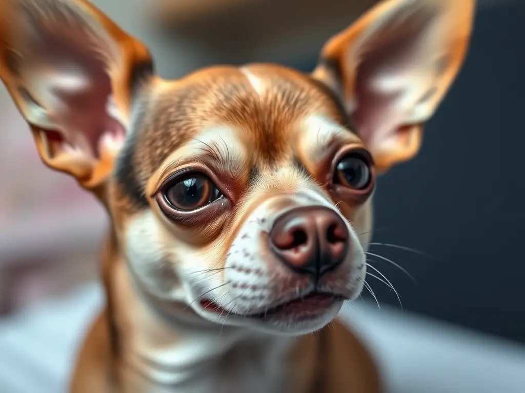 Fotorealista, retrato de chihuahua con calma en terapia