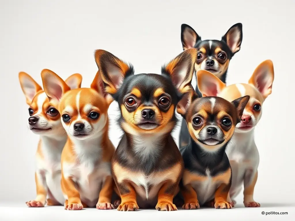 Fotorealista de 10 razas de chihuahua con enfoque nítido