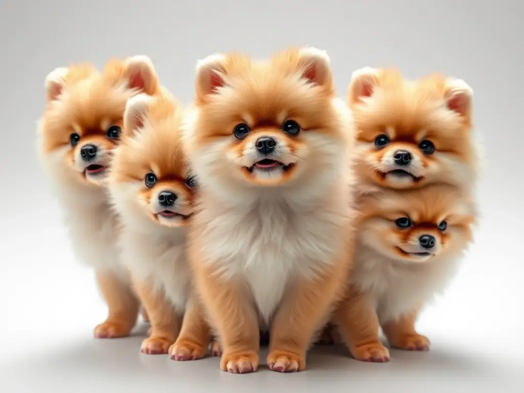 Foto realista de 10 razas de perros pomeranianos con cuidados