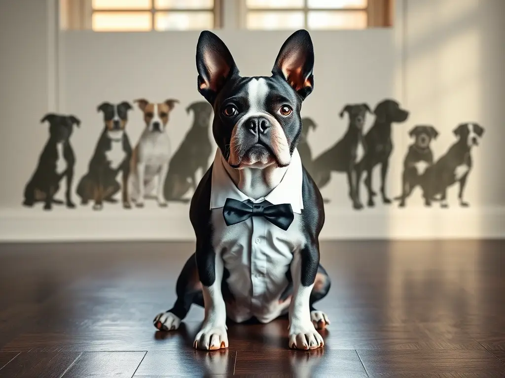 Retrato fotorrealista de un Boston Terrier elegante