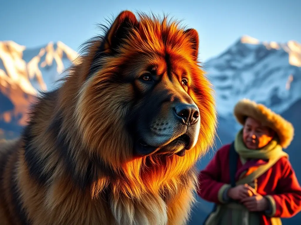 Un majestuoso mastiff tibetano, listo para su viaje