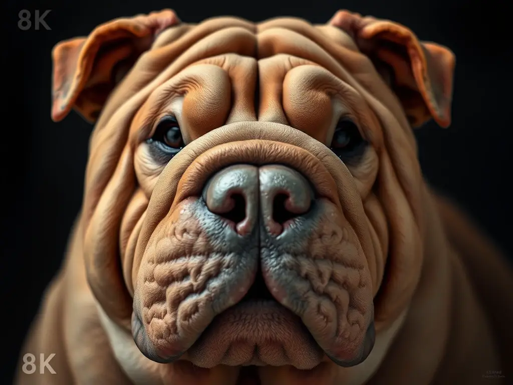 ritratto de un Shar Pei chino realístico y detallado con enfoque nítido