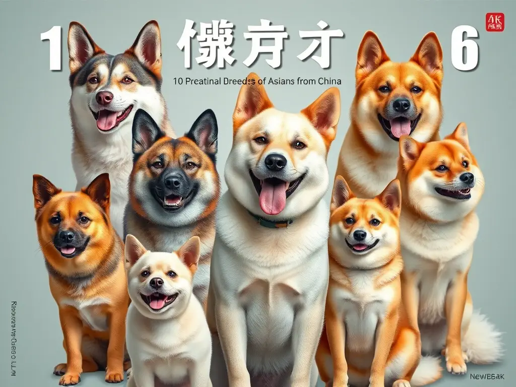 Fotorealistic retrato de 10 razas de perros asiáticos