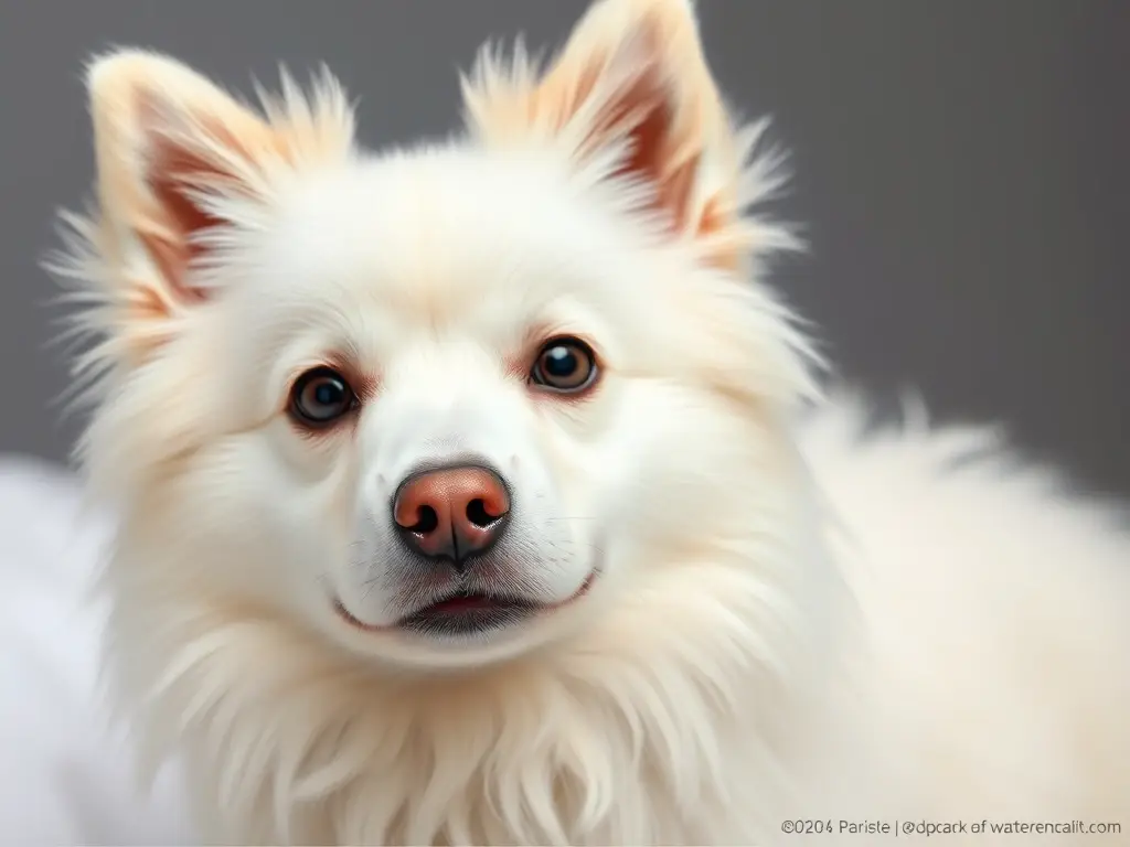 Un retrato de Esquimal Americano y Spitz Japonés mini, realista y detallado