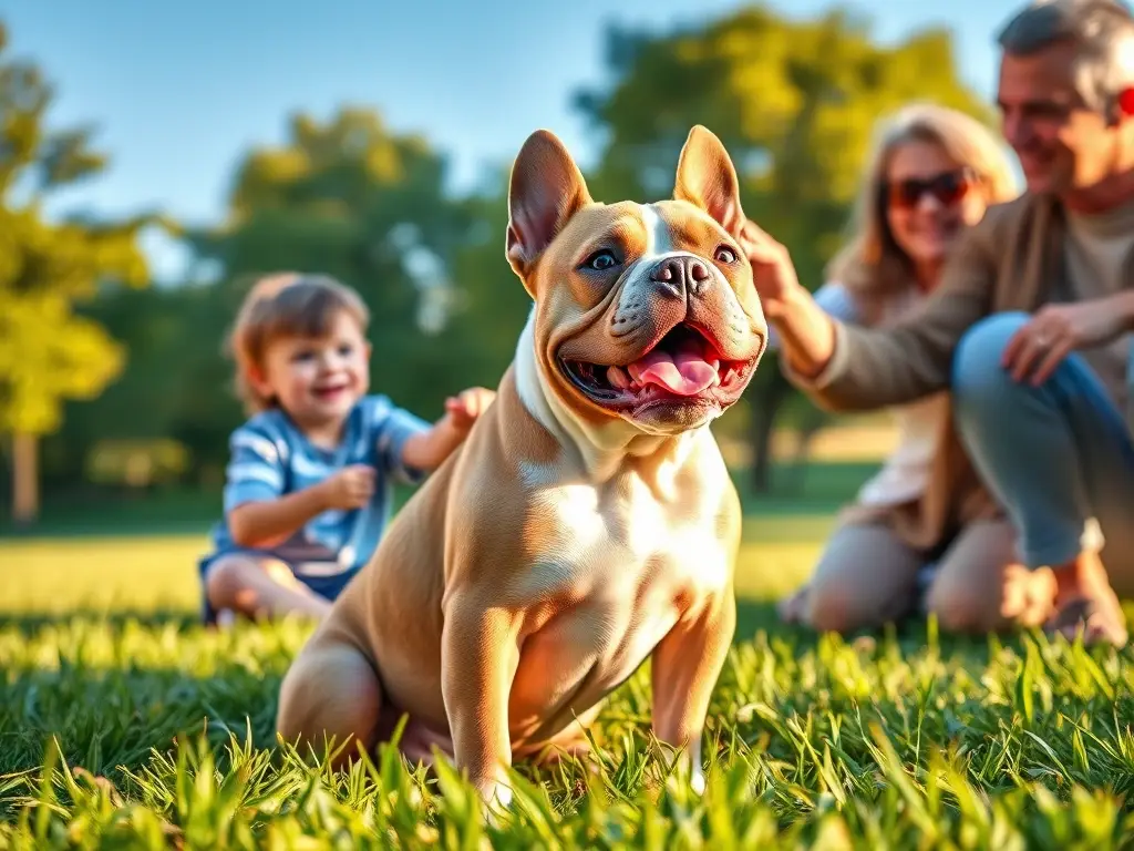 Retrato realista de cachorro American Bully familiar