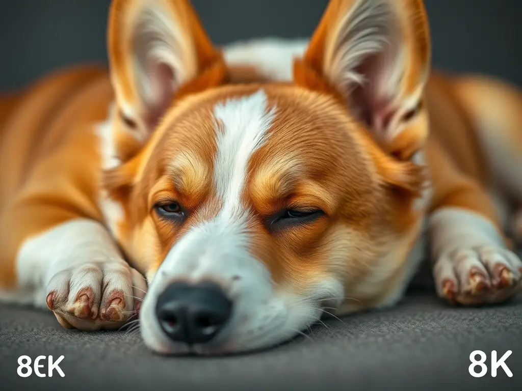 Imagen de un Corgi reposando, realista, con textura natural