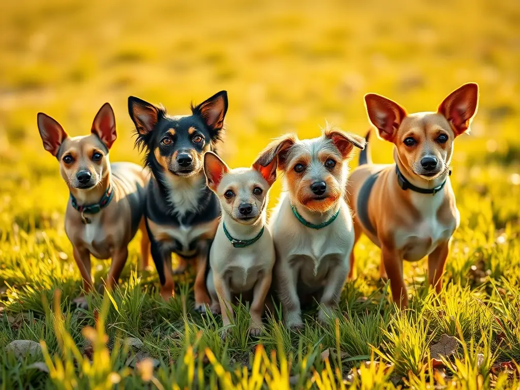 Portada fotorrealista de perros bajitos en prado