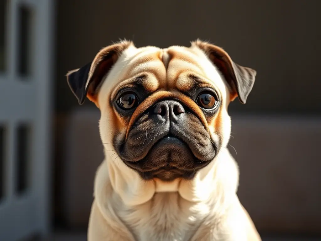 Un retrato real de una mascota juguetona de tamaño grande