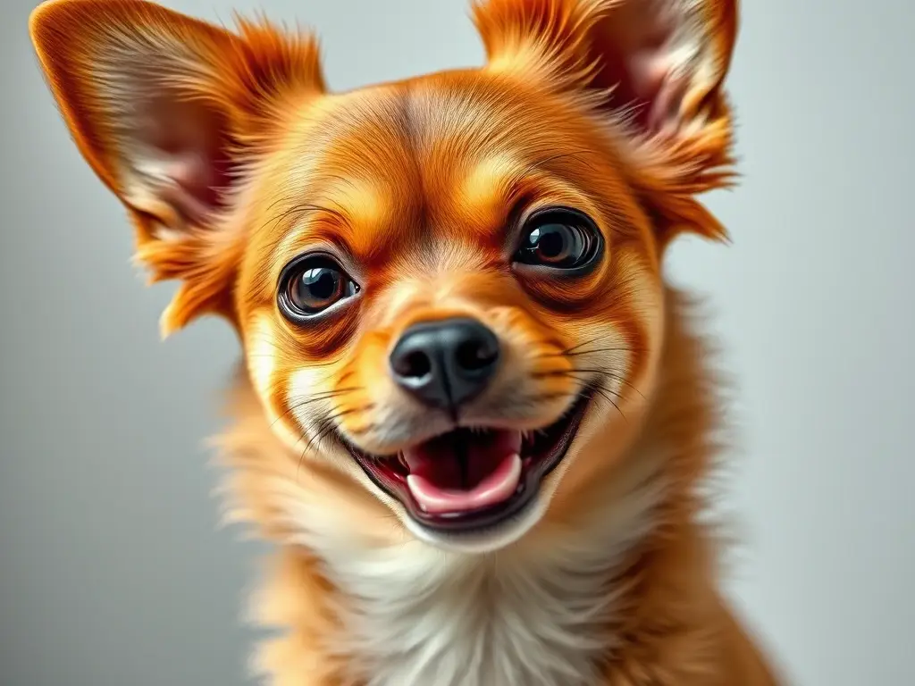 Imagen realista y detallada de un Chiweenie feliz