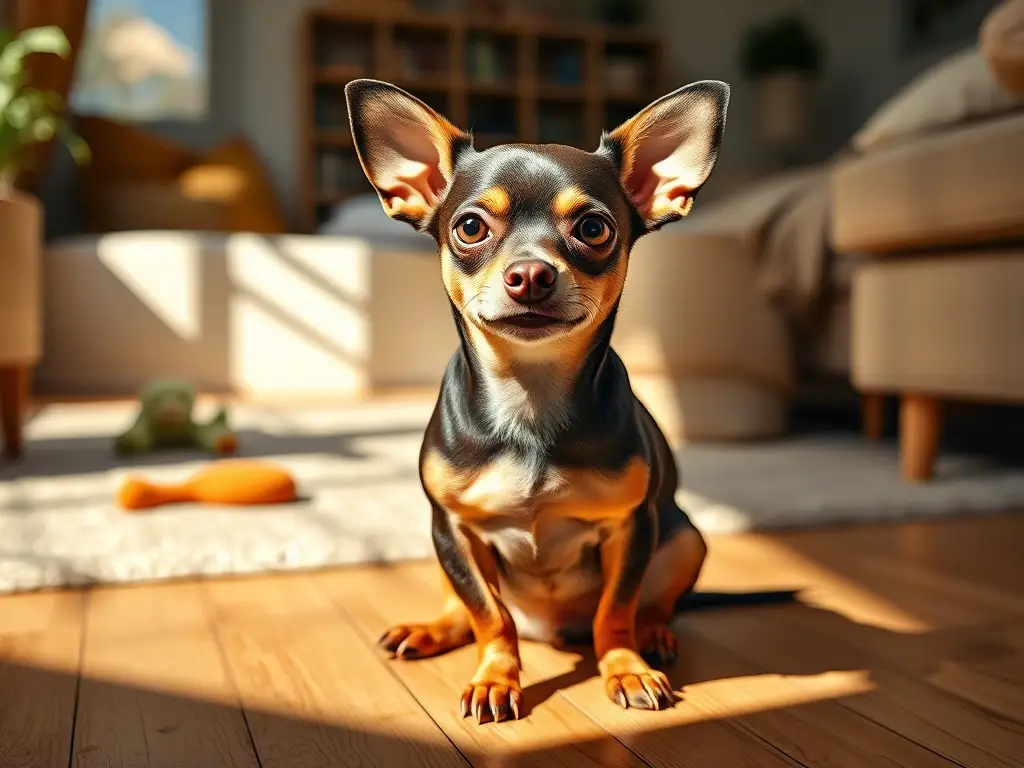 Chiweenie fotorealista sobre suelo soleado