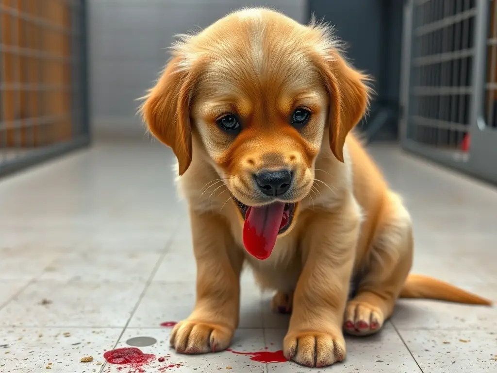 Imagen realista, Golden Retriever enfermo, limpio