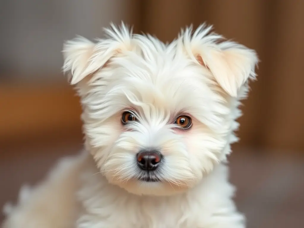 Fotografía realista de un cachorro Coton de Tulear