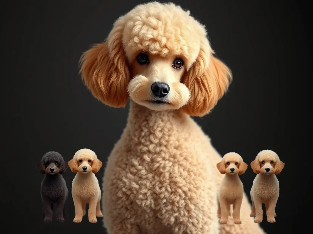 Un retrato fotográfico real de 16 perros de pelo caniche
