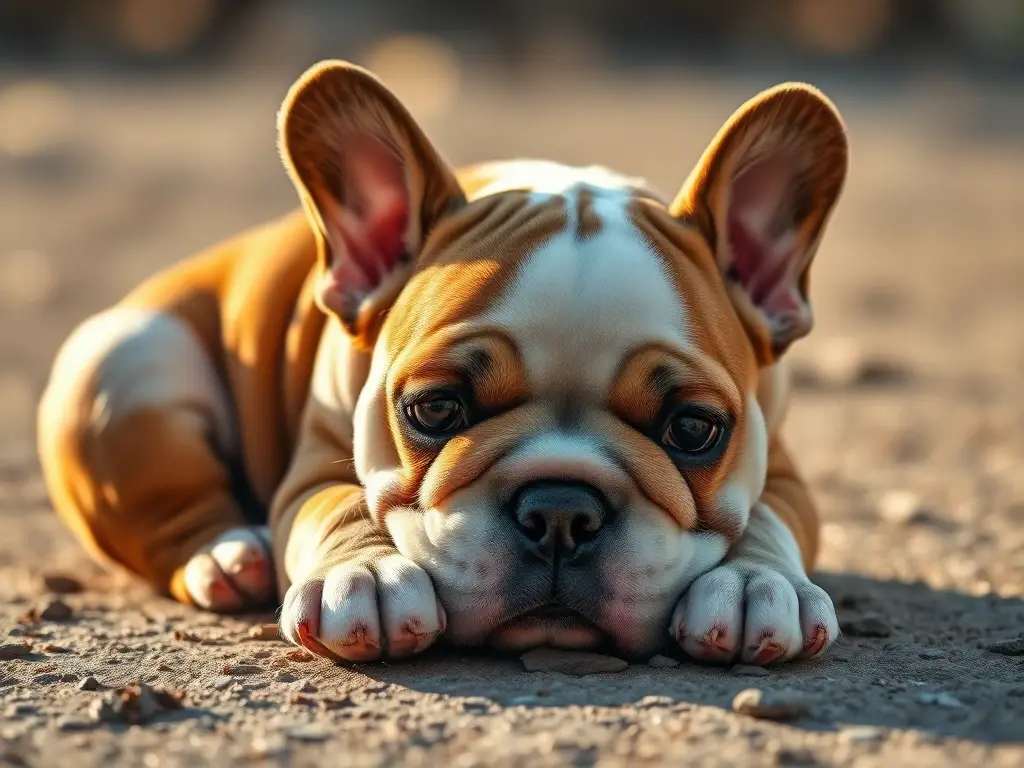 Foto panorámica realista y detallada de un cachorro francés posando