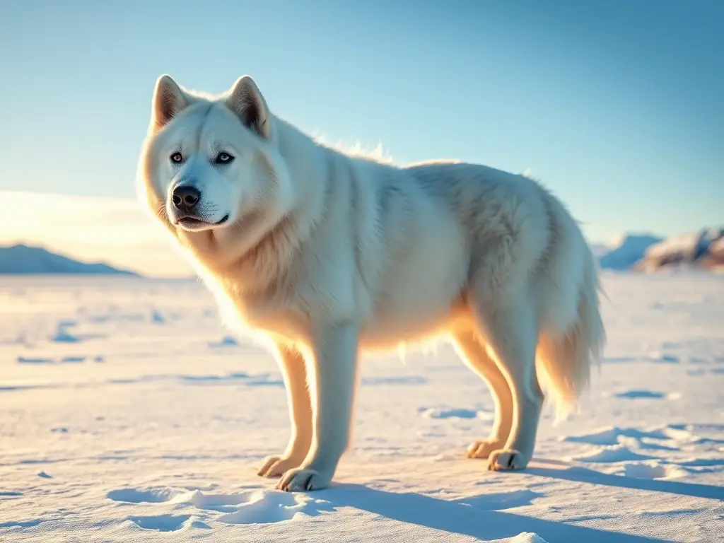 Majestuoso perro groenlandés en tundra nevada