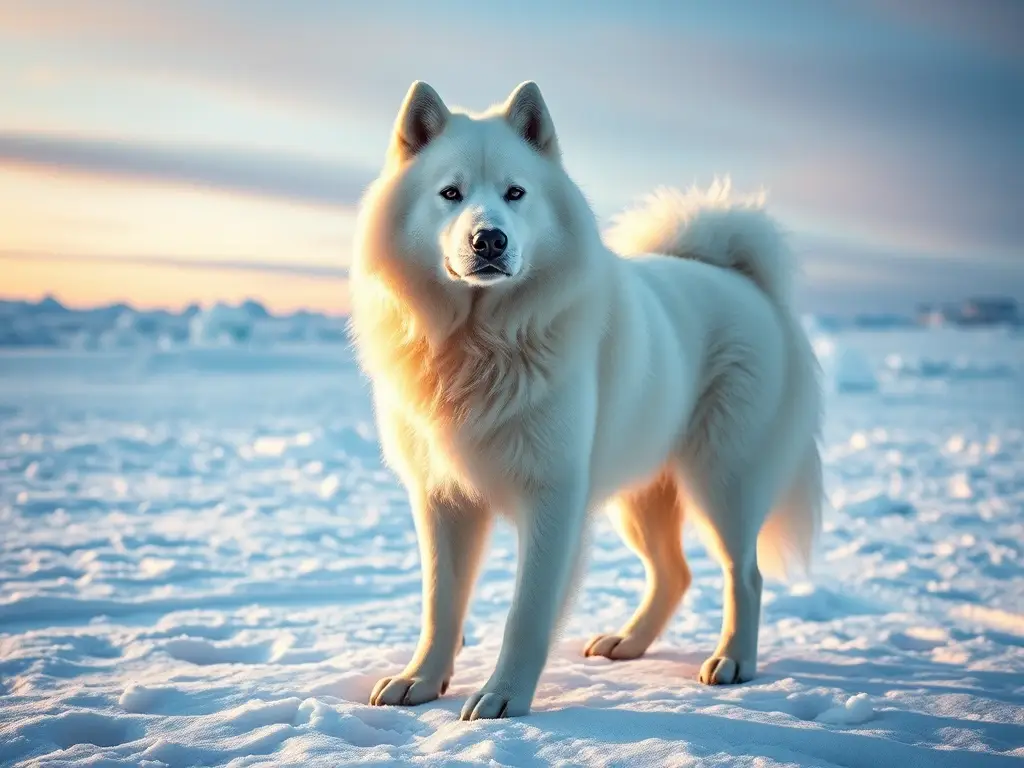 Perro ártico majestuoso sobre nieve