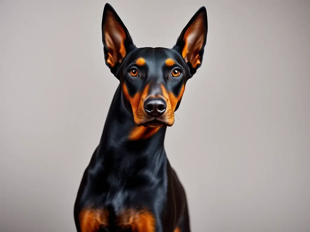 Doberman musculoso en retrato fotorrealista