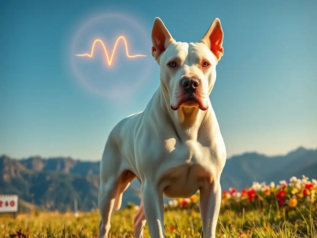 Dogo Argentino saludable en prado soleado